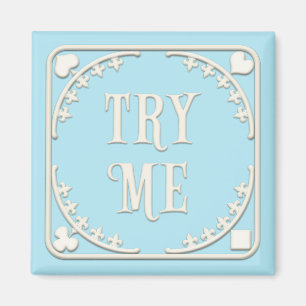 "Prova mig" Wonderland Tea Party Charming Blue Magnet