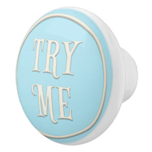 "Prova mig" Wonderland Tea Party Pastel Blue Knopp