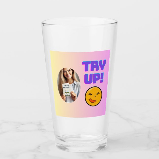 Prova! Roligt Emoji Design for Helgdag Cheer Glaskopp (Framsida)