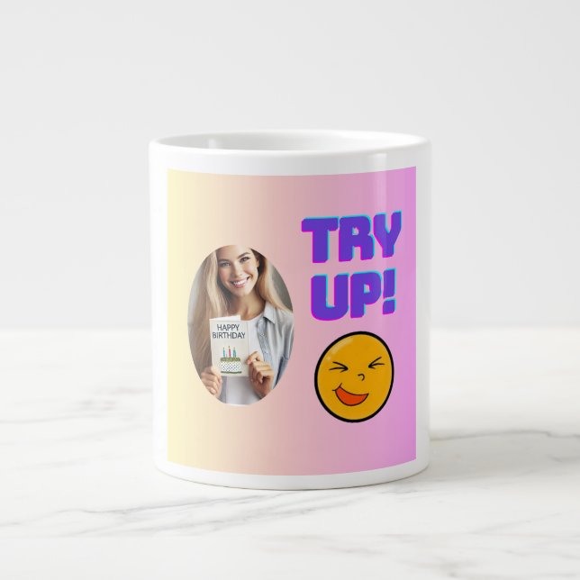 Prova! Roligt Emoji Design for Helgdag Cheer Jumbo Mugg (Framsidan)