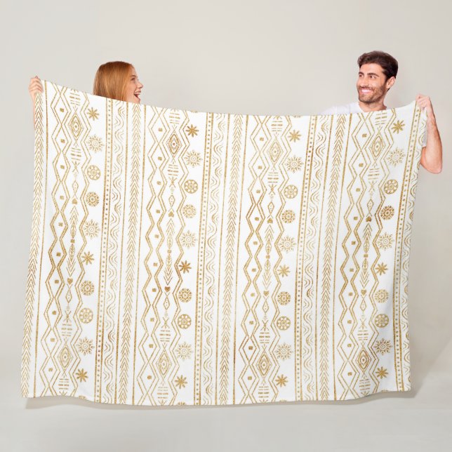 Provdockningsdesign för guld och vita stammar fleecefilt (På plats)