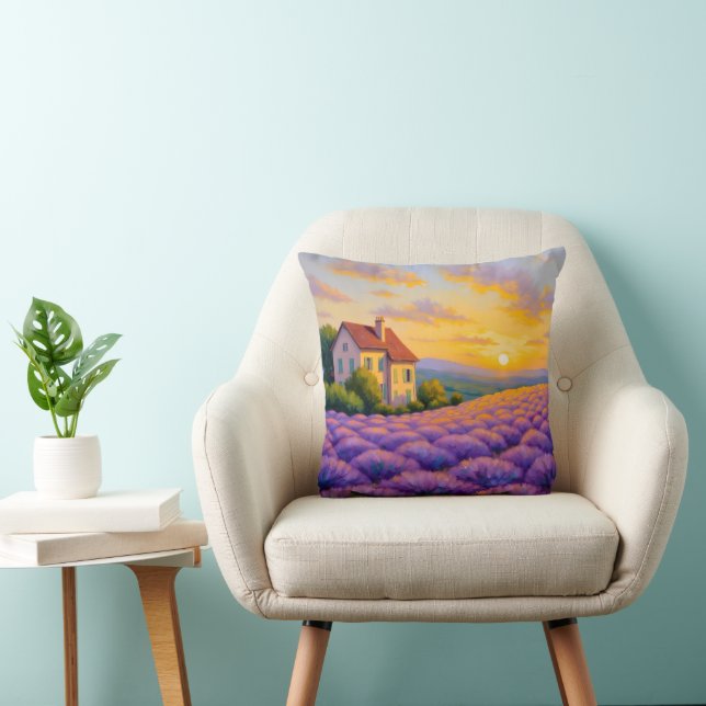 Provençal Lavender Sunset Pillow Kudde (Stol)