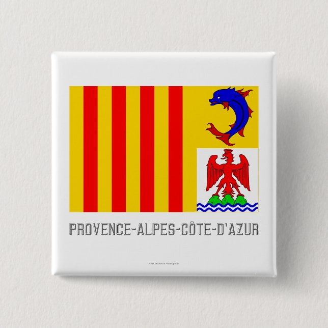 Provence-Alpes-Côte-d'Azur flagga med namn Knapp (Framsida)