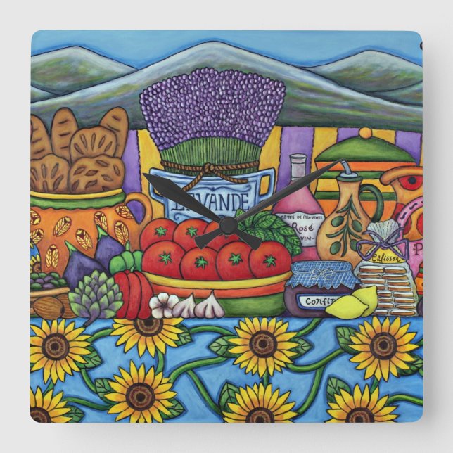 Provence Delight Square Wall Clock, Lisa Lorenz Fyrkantig Klocka (Framsida)