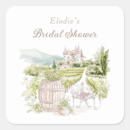 Provence Elegant Slott Fransk Lantlig Bröllop Fyrkantigt Klistermärke