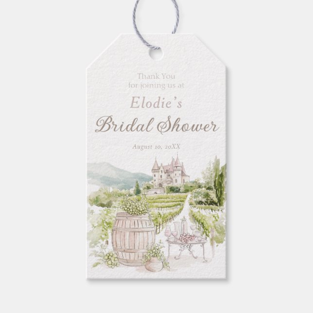 Provence Elegant Slott Fransk Lantlig Bröllop  Presentetikett (Framsidan)
