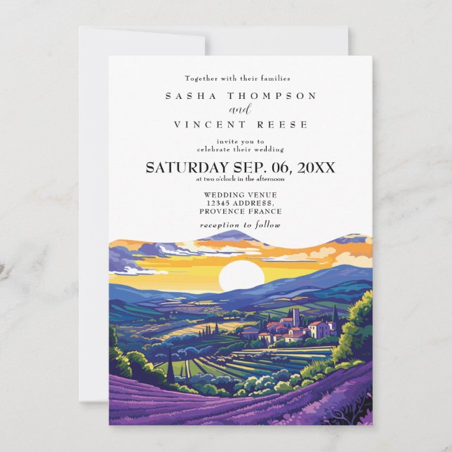 Provence France Wedding Invitation Retro Inbjudningar (Framsida)