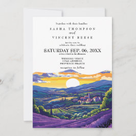 Provence France Wedding Invitation Retro Inbjudningar