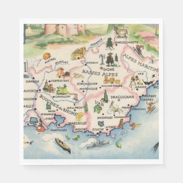 Provence Frankrike Karta Pappersservett (Framsidan)