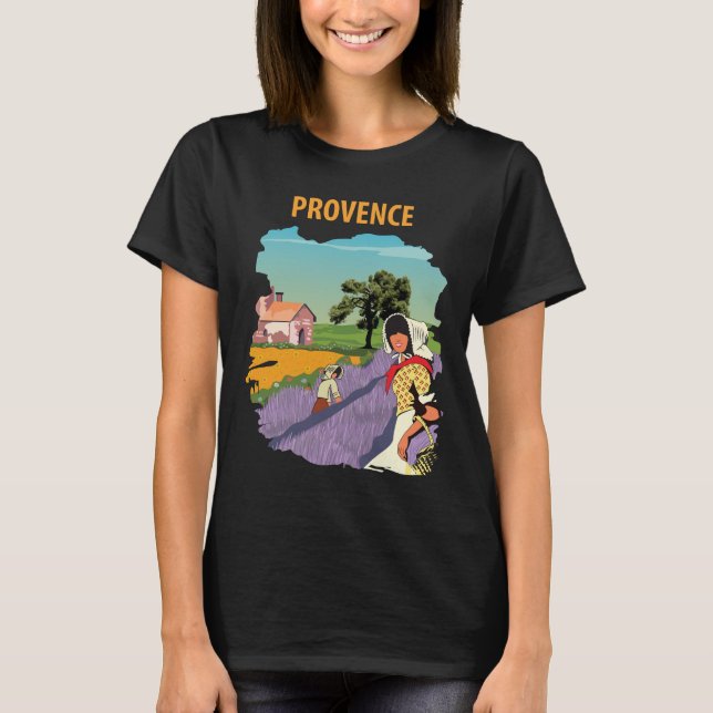 Provence Frankrike Lavendel Retro Resa T-Shirt (Framsida)