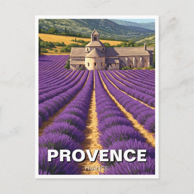 Provence Frankrike Lavender Fält Abbaye de Sénanqu Vykort (Framsida)