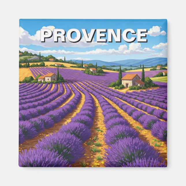 Provence Frankrike Lavender Fält Travel Magnet (Framsidan)