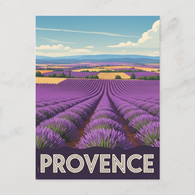 Provence Frankrike Lavender Fält Travel Vykort (Framsida)