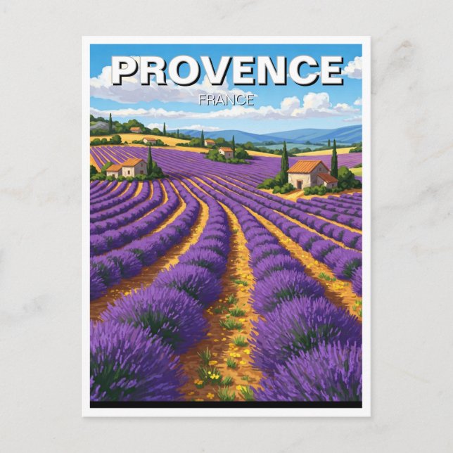 Provence Frankrike Lavender Fält Travel Vykort (Framsida)