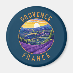 Provence Frankrike Lavender Retro Distress Circle Magnet