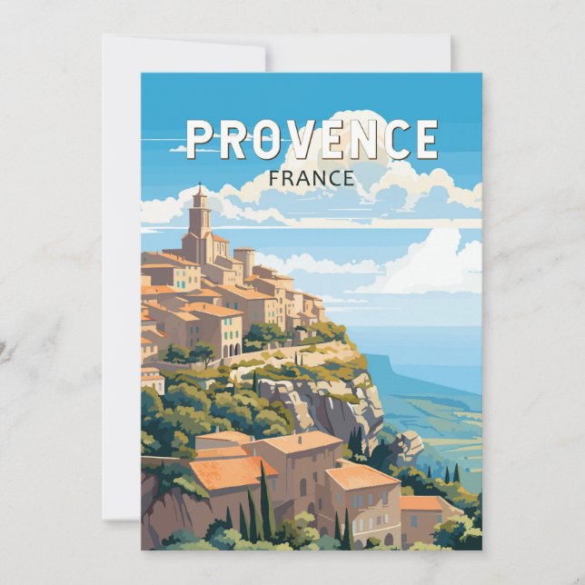 Provence Frankrike Travel Art Vintage Inbjudningar (Framsida)