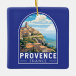 Provence Frankrike Travel Art Vintage Julgransprydnad Keramik<br><div class="desc">Provence-reflektorns färdedesign. Provence är ett historiskt och kulturellt område i sydöstra Frankrike. Känd för sina skiftande landskap,  från Alpernorna i söder och Camargue till rullande vinodlingar,  olivodlingar,  gräs-skogar och lavender fält.</div>