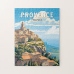Provence Frankrike Travel Art Vintage Pussel<br><div class="desc">Provence-reflektorns färdedesign. Provence är ett historiskt och kulturellt område i sydöstra Frankrike. Känd för sina skiftande landskap,  från Alpernorna i söder och Camargue till rullande vinodlingar,  olivodlingar,  gräs-skogar och lavender fält.</div>