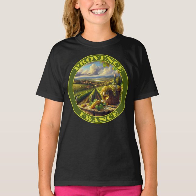 Provence Frankrike Vin Land T Shirt (Framsida)