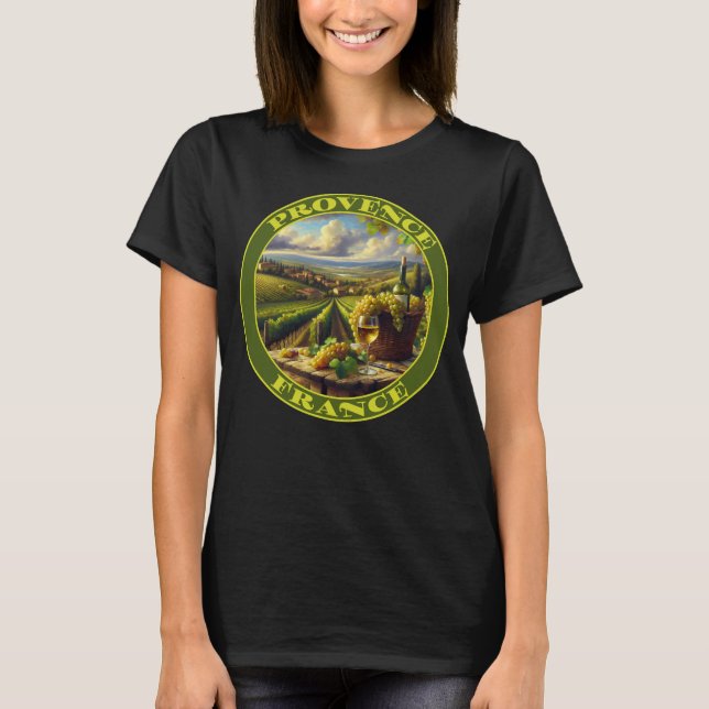 Provence Frankrike Vin Land T Shirt (Framsida)