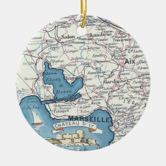 Provence Frankrike Vintage Karta Ornament (Framsidan)