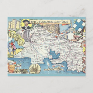 Provence Frankrike Vintage Karta Vykort