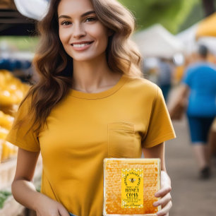 Provence Gult HONEYCOMB-etikett Honeycomb & Bee Adressetikett