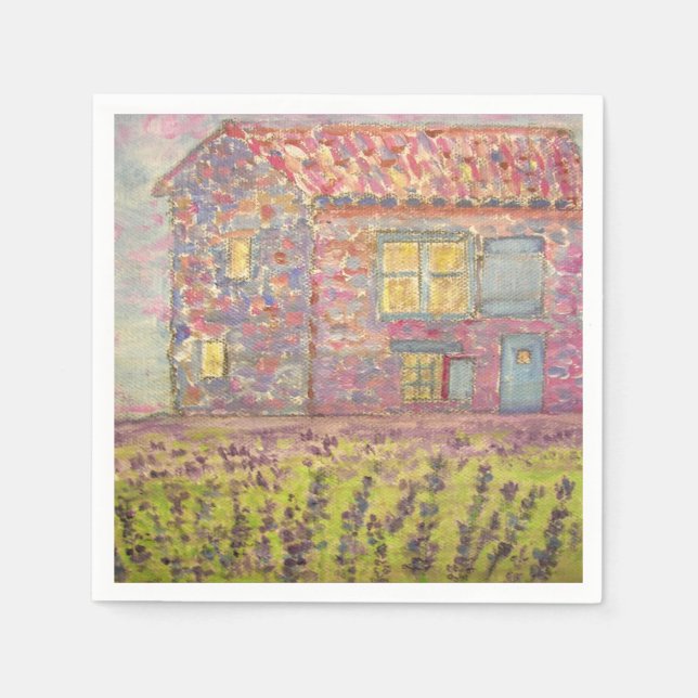 Provence House och Lavender Fält Pappersservett (Framsidan)