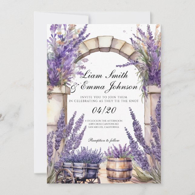 Provence Lavendel landskaps Bröllopsinbjudan Inbjudningar (Framsida)