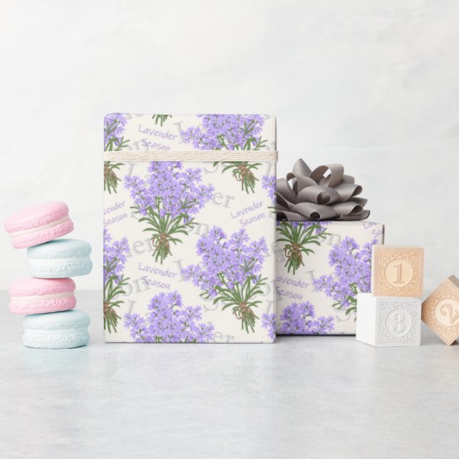 Provence Lavender Bunches Wrapping Papper Presentpapper (Baby Shower)
