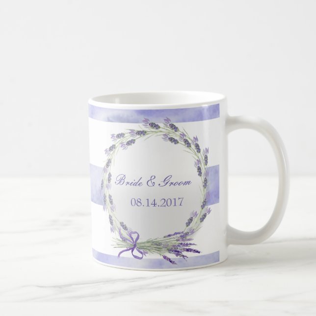 Provence Lavender Lila Flower Blommigt Bröllop Kaffemugg (Höger)