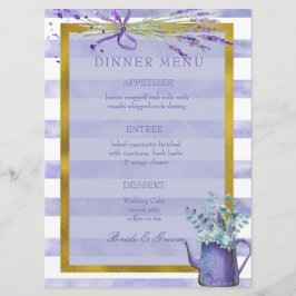 Provence Lavender Lila Flower Bröllop Menu Meny