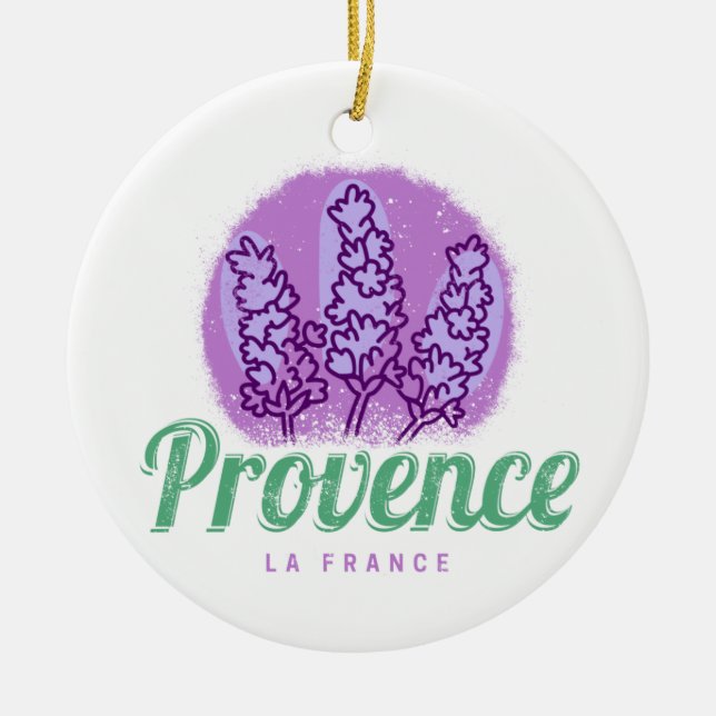 Provence Retro Lavender Fransk Riviera Frankrike Julgransprydnad Keramik (Framsidan)