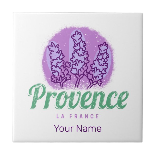 Provence Retro Lavender Fransk Riviera Frankrike Kakelplatta (Framsidan)