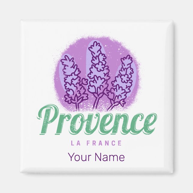 Provence Retro Lavender Fransk Riviera Frankrike Magnet (Framsidan)