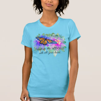 Proverb 3:5 Monarch Butterfly och Passion Flower T Shirt