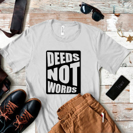 Proverb Deeds not ord wrap black T-Shirt
