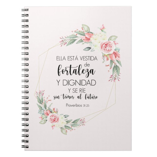 proverbios 31 25 Libreta con espiral Anteckningsbok (Framsidan)