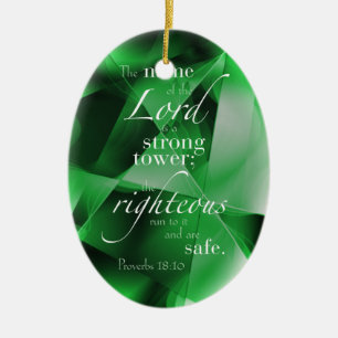 Proverbs18:10 Julgransprydnad Keramik
