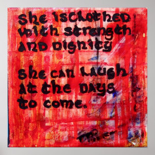Proverbs31:25 - hon bekläs i styrka poster
