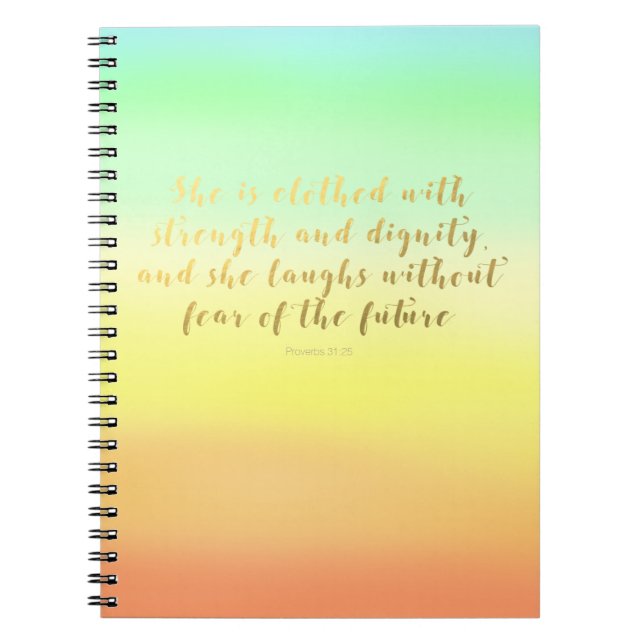 Proverbs31:25anteckningsbok - sommarfauxen anteckningsbok med spiral (Framsidan)