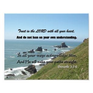 Proverbs3:5 - 6 på en stenig Oregon kustenbakgrun Fototryck