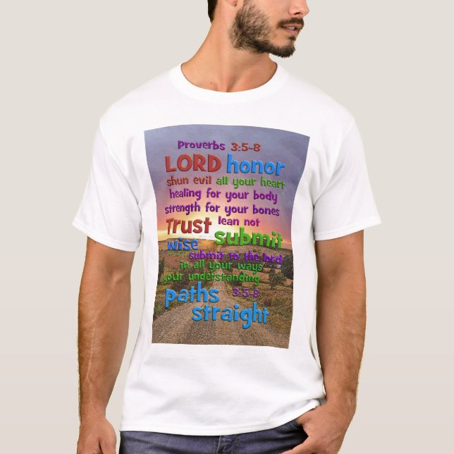 Proverbs3:5 - lång väg 8 t shirt (Framsida)