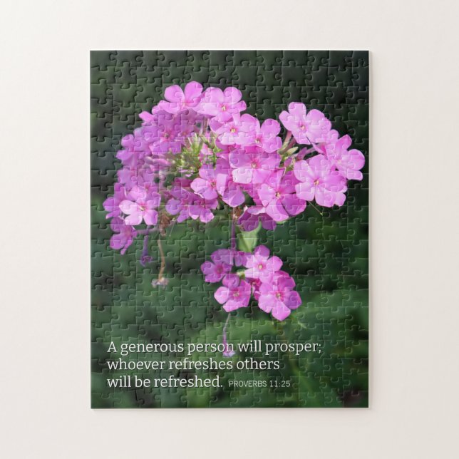Proverbs 11:25 Pink Phlox Christian Pussel (Vertikal)