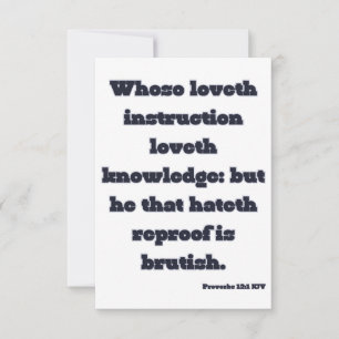 Proverbs 12:1 Bible Verse Greeting Card Kort