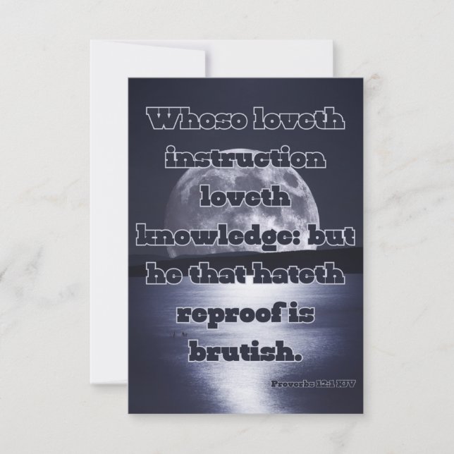 Proverbs 12:1 Bible Verse Pic Greeting Card Kort (Framsida)