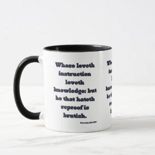 Proverbs 12:1 KJV Bible Verse Two-Tone Mugg