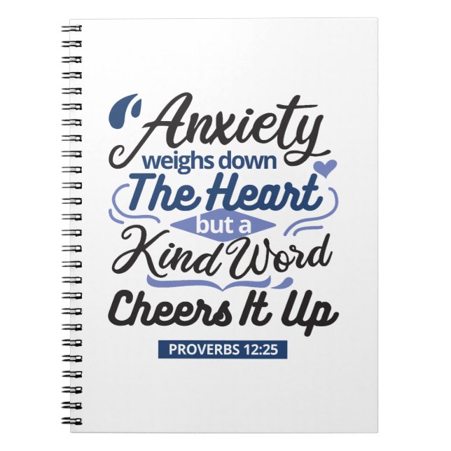 Proverbs 12:25 Bible Verse – Kind Word Art Anteckningsbok (Framsidan)