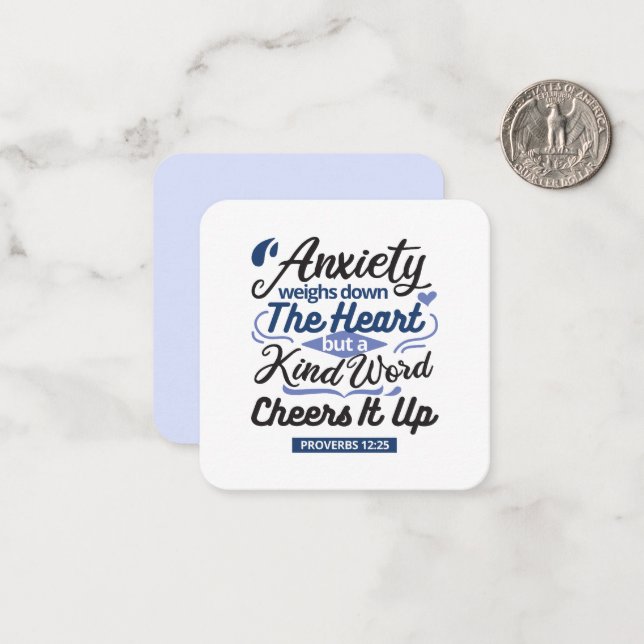 Proverbs 12:25 Bible Verse – Kind Word Art Anteckningskort (Fram/Back In Situ)