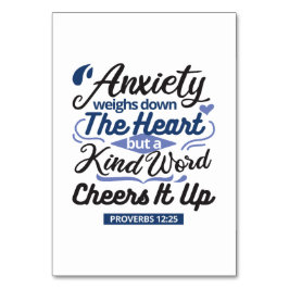 Proverbs 12:25 Bible Verse – Kind Word Art Bordsnummer